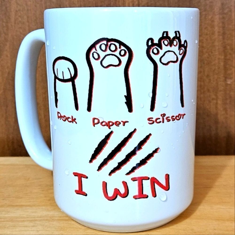 MugsBySandy Coffee Mug, 15 oz. Rock paper scissors